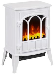 HOMCOM Freestanding Electric Fireplace, Electric Stove Heater with LED Flame Effect, Overheating Safety System, 1000W/2000W White Aosom UK