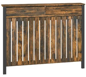 HOMCOM 93 x 119cm Rustic-Look Radiator Cover - Brown/Black Aosom UK
