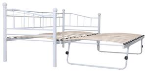 Bed Frame White Steel 180x200/90x200 cm 6FT Super King