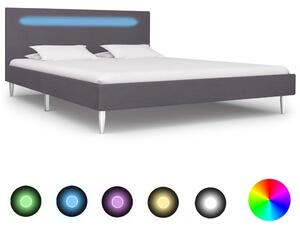 Bed Frame with LED Grey Fabric 135x190 cm 4FT6 Double
