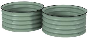 Outsunny Set of 2 Raised Garden Bed, Metal Planter Box with Safety Edging, Easy-to-assemble Stock Tank, Green Aosom UK