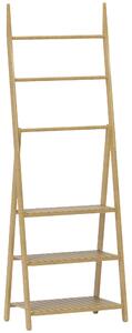 HOMCOM Three-Shelf Bamboo Storage Unit, with Towel Racks - Natural Finish