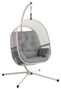 Outsunny Hanging Egg Chair Outdoor Indoor, Swing Hammock Chair with Stand, Cushions, Lumbar Pillow, Adjustable Height and Steel Frame for Garden Patio Lounge Porch, Light Grey