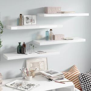 Floating Wall Shelves 4 pcs High Gloss White 80x23.5x3.8 cm MDF