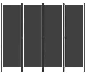 4-Panel Room Divider Black 200x180 cm