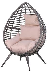 Outsunny Outdoor Indoor Rattan Egg Chair Wicker Weave Teardrop Chair with Cushion