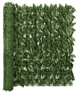 Balcony Screen with Dark Green Leaves 600x100 cm