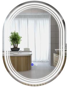 Kleankin LED Illuminated Bathroom Mirror, 700x500mm, Anti-fog with Touch Switch, Can Be Hung Vertically or Horizontally Aosom UK