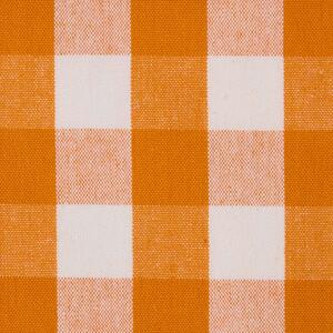 Homescapes Orange Block Check Gingham Cotton Fabric Material Per Metre