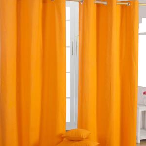 Cotton Plain Orange Ready Made Eyelet Curtain Pair, 137 x 182 cm