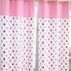 Homescapes Cupcakes Ready Made Eyelet Curtain Pair, 117 x 137 cm Drop