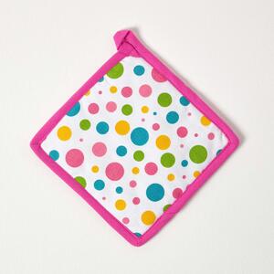 Homescapes Cotton Polka Dot Multi Colour Pot Holder