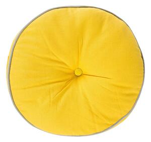 Homescapes Yellow and Grey Round Floor Cushion