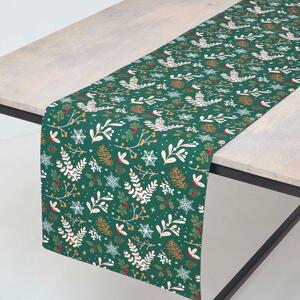 Homescapes Green Table Runner 35 x 180 cm Holly Christmas Runner