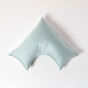 Duck Egg Blue V Shaped Pillowcase Organic Cotton 400 Thread Count