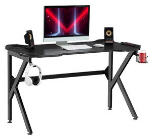 HOMCOM Gaming desk with Cup Holder Headphone Hook Feet Adjustable 120 x 66 x 75cm Black Aosom UK