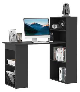 HOMCOM 120cm Modern Computer Desk Bookshelf Writing Table Workstation PC Laptop Study Home Office 6 Shelves Black