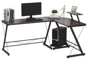 HOMCOM L Shaped Office Desk Round Corner Gaming Table Workstation with Storage Shelf, CPU Stand for Home Office