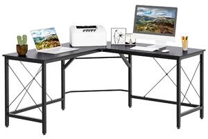 HOMCOM Corner Gaming Desk L-Shape Computer PC Workstation Home Office Three Worktop Writing Table 76x150cm Black Aosom UK