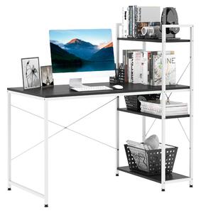 HOMCOM Workstation Wonder: 4-Tier Bookshelf, Sturdy Metal Frame, Wooden Desktop, Home Office Companion, Black & White Aosom UK