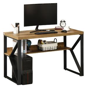 HOMCOM Modern Writing Desk, Computer Table for Home Office, PC Laptop Workstation with Storage Shelf, Wood Effect, Black/Brown Aosom UK