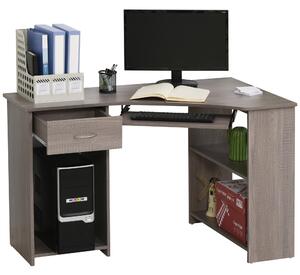 HOMCOM L-Shaped Corner Computer Desk w/ 2 Shelves Wide Worktop Keyboard Tray Drawer & CPU Stand Home Office Study Bedroom Furniture Grey Aosom UK