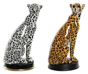 Decorative Figure DKD Home Decor Black Orange White Leopard Resin Colonial 16 x 16 x 32 cm