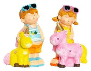 Decorative Figure DKD Home Decor Fibreglass Blue Pink Unicorn Kids 23 x 19 x 40 cm Mediterranean