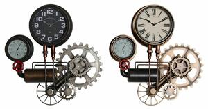 Wall Clock DKD Home Decor 54 x 9 x 56 cm Red Black Grey Golden Iron Vintage (2 Units)