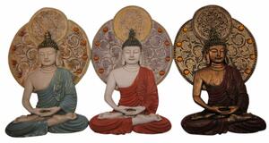 Wall Decoration DKD Home Decor 20 x 4 x 30,3 cm Red Blue Golden Buddha Oriental (3 Pieces)