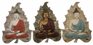 Wall Decoration DKD Home Decor Blue Red Golden Buddha Oriental 19 x 3,1 x 26,5 cm (3 Pieces)