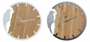 Wall Clock DKD Home Decor Black Brown White Iron Bird 50 x 4 x 50 cm MDF Wood (2 Units)