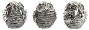 Decorative Figure DKD Home Decor Multicolour Silver Owl Chromed 12 x 11 x 14 cm (3 Units)