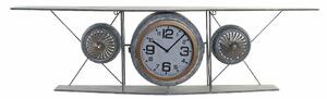 Wall Clock DKD Home Decor Crystal Iron Aeroplane MDF Wood Dark grey (120 x 21 x 33.5 cm)