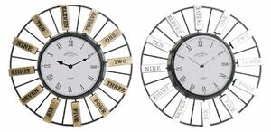 Wall Clock DKD Home Decor 40 x 6,4 x 40 cm Crystal Silver Golden Iron (2 Units)