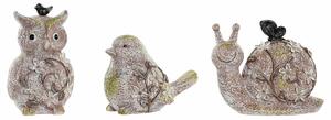 Decorative Figure DKD Home Decor Green Pink Natural animals Shabby Chic 20,5 x 10 x 17 cm (3 Pieces)