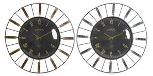 Wall Clock DKD Home Decor Crystal Silver Black Golden Iron 70 x 7 x 70 cm (2 Units)