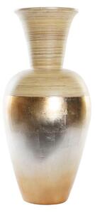 Vase DKD Home Decor Natural Silver Golden Mother of pearl Bamboo Tropical Leaf of a plant (25 x 25 x 53 cm)