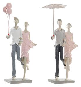 Decorative Figure DKD Home Decor Grey Pink 18 x 10 x 37 cm Pair (2 Units)