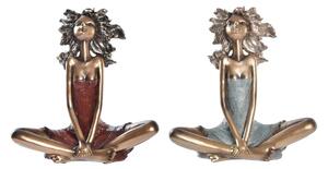 Decorative Figure DKD Home Decor Red Turquoise Golden Lady 24 x 11 x 27 cm (2 Units)