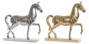 Decorative Figure DKD Home Decor 34 x 9,5 x 33,5 cm Horse Silver Golden (2 Units)