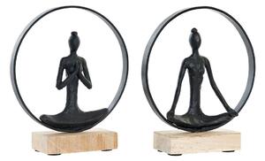 Decorative Figure DKD Home Decor 23 x 10 x 27 cm Black Brown Yoga (2 Units)