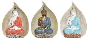 Decorative Figure DKD Home Decor Blue Red Orange Golden Buddha Oriental 15,5 x 5 x 20,7 cm (3 Units)