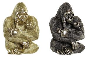 Decorative Figure DKD Home Decor 22 x 23,5 x 31 cm Silver Golden Colonial Gorilla (2 Units)