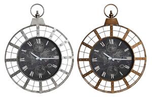 Wall Clock DKD Home Decor 60 x 6,5 x 78 cm Crystal Silver Black Golden Iron (2 Units)