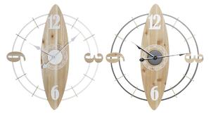 Wall Clock DKD Home Decor White Natural Iron MDF Wood 61 x 4,5 x 66 cm (2 Units)