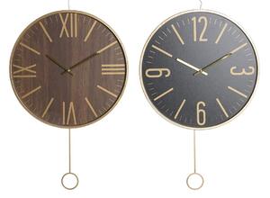 Wall Clock DKD Home Decor 40 x 4 x 40 cm Black Brown Iron Pendulum MDF Wood (2 Units)