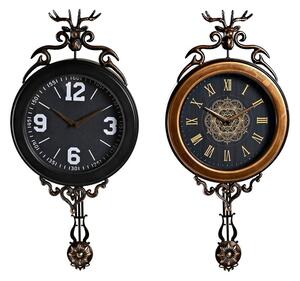 Wall Clock DKD Home Decor Black Golden Crystal Iron Pendulum 27 x 7,5 x 57,5 cm (2 Units)