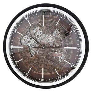 Wall Clock DKD Home Decor World Map Brown Black Iron Vintage 59,5 x 8,5 x 59,5 cm