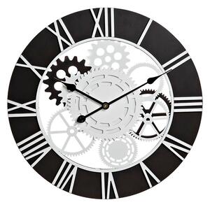 Wall Clock DKD Home Decor White Black Iron MDF Wood Gears 60 x 4 x 60 cm